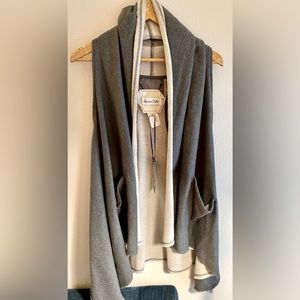 Raison D’etre Open Front Draped French Terry Vest Heather Grey Neiman Marcus NWT